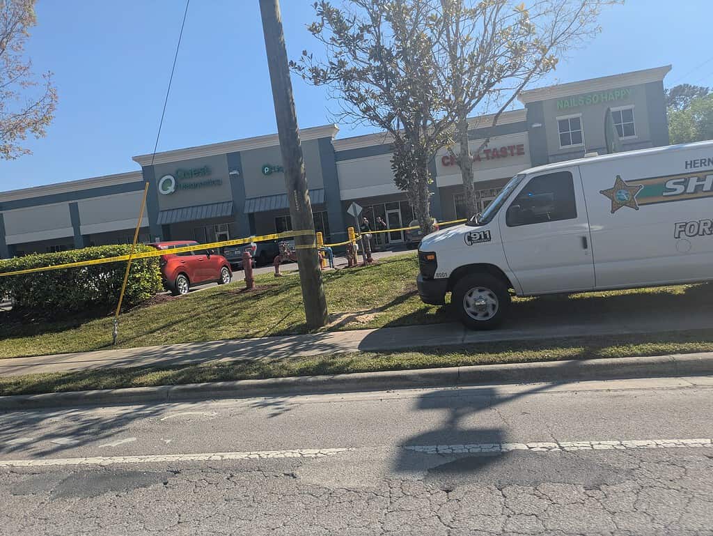 Shooting at Brooksville Square March 21, 2025. Photo Credit: Hernando Sun